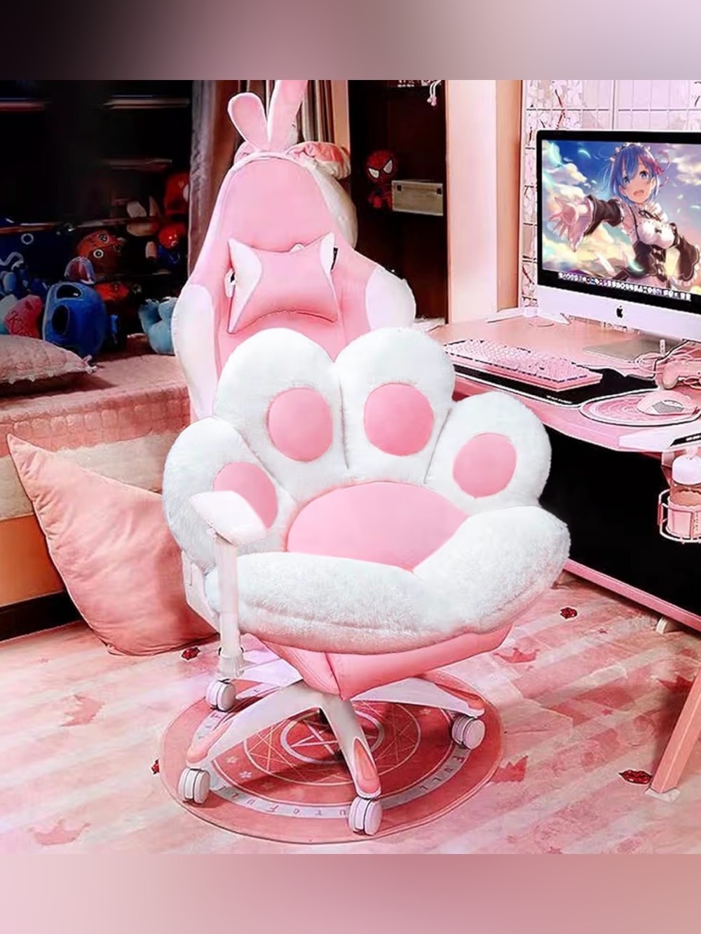Cat paw plush cushion NEW cute kawaii pet white pink home decor